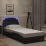 Estructura cama con luces LED cuero sintético negro 80x200 cm