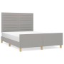 Light gray fabric bed frame with headboard 140x200 cm by vidaXL, Beds and slatted bases - Ref: Foro24-3125138, Price: 237,63 ...