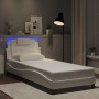 Estructura cama con luces LED cuero sintético blanco 80x200 cm