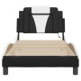 Estructura cama con LED cuero sintético negro blanco 80x200 cm