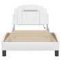 Estructura cama con luces LED cuero sintético blanco 90x190 cm