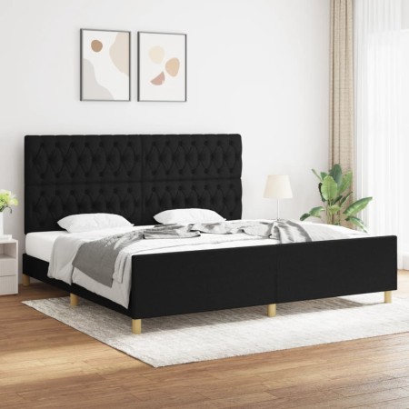 Bed frame with black fabric headboard 200x200 cm by vidaXL, Beds and slatted bases - Ref: Foro24-3125326, Price: 289,57 €, Di...