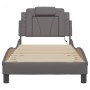 Estructura de cama con luces LED cuero sintético gris 90x190 cm