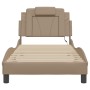 Estructura de cama con LED cuero sintético capuchino 90x190 cm