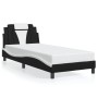 Estructura cama con LED cuero sintético negro y blanco 90x190cm