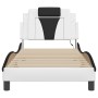 Estructura cama con LED cuero sintético blanco y negro 90x190cm