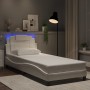 Estructura cama con luces LED cuero sintético blanco 90x200 cm