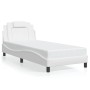 Estructura cama con luces LED cuero sintético blanco 90x200 cm