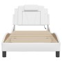 Estructura cama con luces LED cuero sintético blanco 90x200 cm
