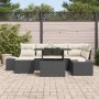Conjunto de sofá de jardín con cojín 7 pcs Negro y crema