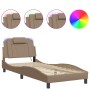 Estructura de cama con LED sin colchón cappuccino 90x200 cm