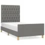 Bed frame with headboard in dark gray fabric 100x200 cm by vidaXL, Beds and slatted bases - Ref: Foro24-3125277, Price: 146,7...