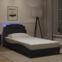 Estructura cama con luces LED cuero sintético negro 100x200 cm