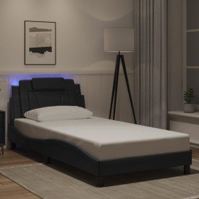 Estructura cama con luces LED cuero sintético negro 100x200 cm en Camas y somieres | Comprar online en Foro24