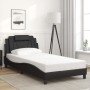 Estructura cama con luces LED cuero sintético negro 100x200 cm