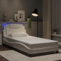 Estructura cama con luces LED cuero sintético blanco 100x200 cm