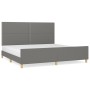 Bed frame with headboard dark gray fabric 200x200 cm by vidaXL, Beds and slatted bases - Ref: Foro24-3125001, Price: 222,35 €...