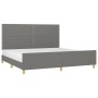 Bed frame with headboard dark gray fabric 200x200 cm by vidaXL, Beds and slatted bases - Ref: Foro24-3125001, Price: 222,35 €...