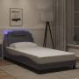 Estructura cama con luces LED cuero sintético gris 100x200 cm