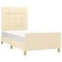 Bed frame with cream fabric headboard 100x200 cm by vidaXL, Beds and slatted bases - Ref: Foro24-3125038, Price: 133,22 €, Di...