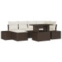 Conjunto de sofá de jardín con cojín 7 pcs Marrón y crema