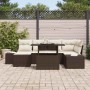 Conjunto de sofá de jardín con cojín 7 pcs Marrón y crema