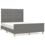Bed frame with headboard in dark gray fabric 140x200 cm by vidaXL, Beds and slatted bases - Ref: Foro24-3125058, Price: 231,9...