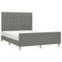 Bed frame with headboard in dark gray fabric 140x200 cm by vidaXL, Beds and slatted bases - Ref: Foro24-3125058, Price: 231,9...