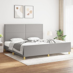 Light gray fabric bed frame with headboard 200x200 cm by vidaXL, Beds and slatted bases - Ref: Foro24-3125000, Price: 224,79 ...
