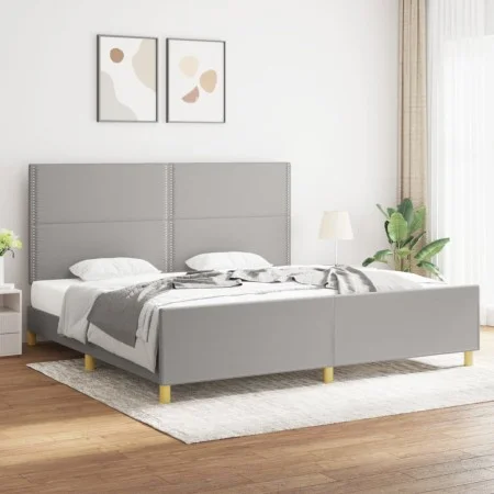 Light gray fabric bed frame with headboard 200x200 cm by vidaXL, Beds and slatted bases - Ref: Foro24-3125000, Price: 217,82 ...