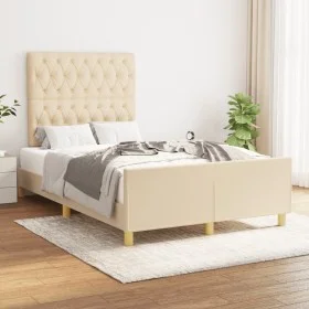 Bed frame with cream fabric headboard 120x200 cm by vidaXL, Beds and slatted bases - Ref: Foro24-3125289, Price: 184,36 €, Di...