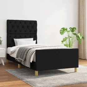 Bed frame with black fabric headboard 80x200 cm by vidaXL, Beds and slatted bases - Ref: Foro24-3125254, Price: 144,76 €, Dis...