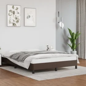 Brown synthetic leather bed frame 140x200 cm by vidaXL, Beds and slatted bases - Ref: Foro24-346907, Price: 121,62 €, Discoun...
