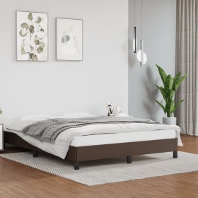 Estructura de cama de cuero sintético marrón 140x200 cm