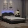 Estructura cama con luces LED cuero sintético gris 120x200 cm