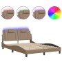 Estructura de cama con LED sin colchón cappuccino 120x200 cm