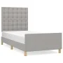 Light gray fabric bed frame with headboard 90x200 cm by vidaXL, Beds and slatted bases - Ref: Foro24-3125349, Price: 134,77 €...