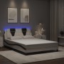 Estructura cama con LED cuero sintético blanco negro 120x200 cm