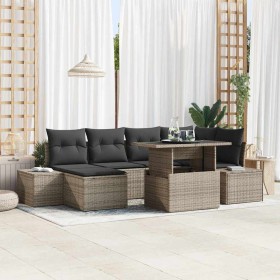 Conjunto de sofá de jardín con cojín 7 pcs Gris