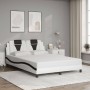 Estructura cama con LED cuero sintético blanco negro 120x200 cm