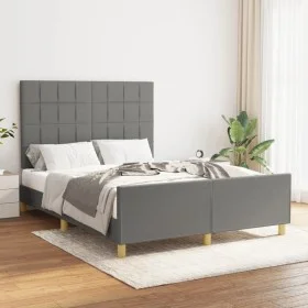Dark gray fabric bed frame with headboard 140x190 cm by vidaXL, Beds and slatted bases - Ref: Foro24-3125050, Price: 223,61 €...