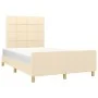Bed frame with cream fabric headboard 120x200 cm by vidaXL, Beds and slatted bases - Ref: Foro24-3125046, Price: 167,57 €, Di...