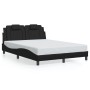 Estructura de cama con luces LED cuero PE negro 140x200 cm