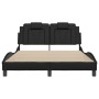 Estructura de cama con luces LED cuero PE negro 140x200 cm