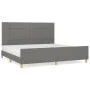 Bed frame with headboard dark gray fabric 200x200 cm by vidaXL, Beds and slatted bases - Ref: Foro24-3125082, Price: 243,06 €...