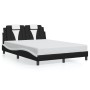 Estructura cama con LED cuero sintético negro blanco 140x200 cm