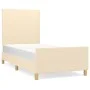 Bed frame with cream fabric headboard 100x200 cm by vidaXL, Beds and slatted bases - Ref: Foro24-3124876, Price: 143,92 €, Di...