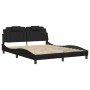 Estructura de cama con luces LED cuero PE negro 160x200 cm