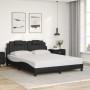 Estructura de cama con luces LED cuero PE negro 160x200 cm