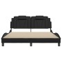 Estructura de cama con luces LED cuero PE negro 160x200 cm